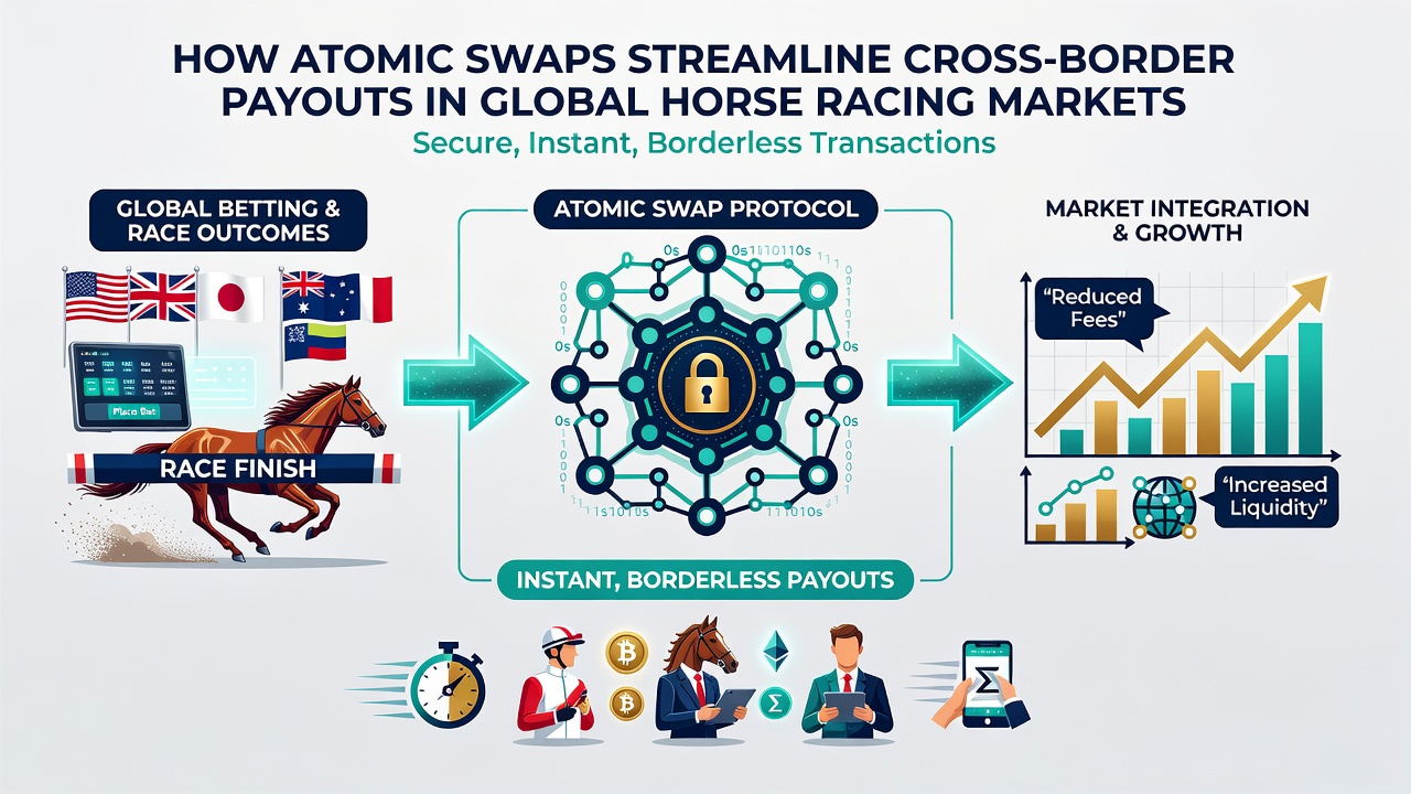 Netzwerkdiagramm von Cross-Chain-Transaktionen bei Pferderenn-Wetten mit Atomic Swap-Protokollen