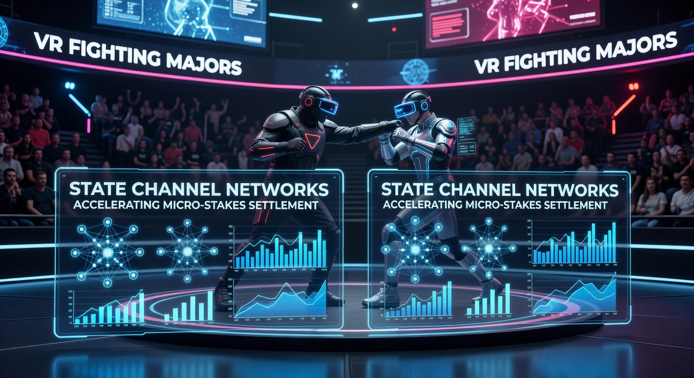 State channel networks in virtual reality fighting game environments